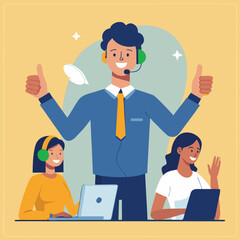 Technical Support Customer Service Online Assistance Vector Illustration