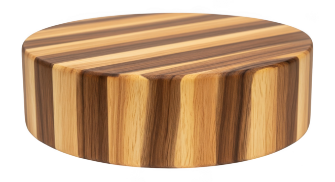 Butcher block end grain cutting board isolated on transparent background