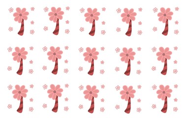 Vector illustration of pink flower. An abstract background, seamless pattern