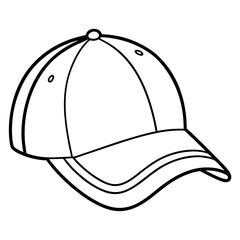 Simple black and white line drawing of a baseball cap