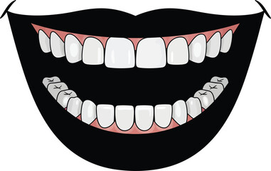 Illustration of mouth with teeth dental health and smile concept art eps silhouette