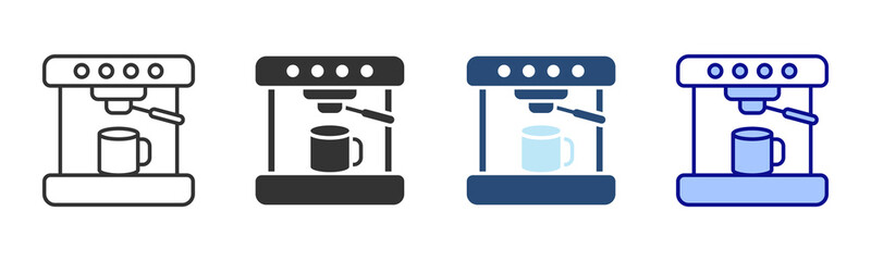 Coffee Maker Icon Set. Designed In Multi Style