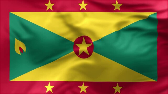 Grenada flag is waving in the wind. High-quality flags are perfect. They are perfect for various creative projects.