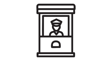 49. customs officer booth outline icon vector