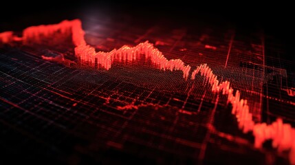 Abstract red graph illustrating a decline