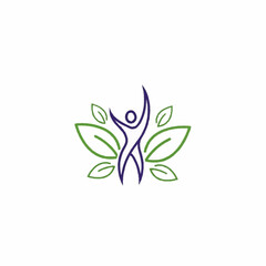 Abstract human figure with leaves symbolizing health and nature.