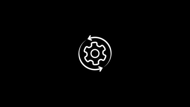 Simple gear icon Animation with cyclical arrows depicting continuous process.video animation