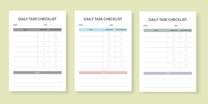 Daily Task Checklist Planner Template, Printable Daily Task KDP Interior