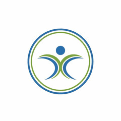 Stylized Human Figure in Circle, Symbolizing Health and Wellness.