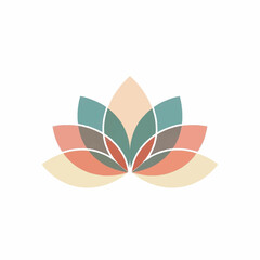 Colorful geometric lotus flower logo design icon.
