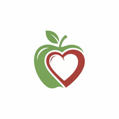 Apple with Heart Shape - Symbol of Health, Love, and Wellness.