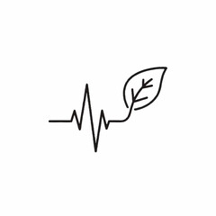 Minimalist icon of a heartbeat pulse connected to a plant leaf.