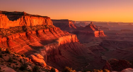 The deep, vibrant red of a canyon at sunset.