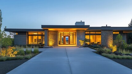 Modern Luxury Home Twilight Exterior