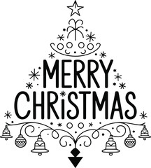 Merry Christmas Tree Vector Design | Festive Holiday Typography Art
