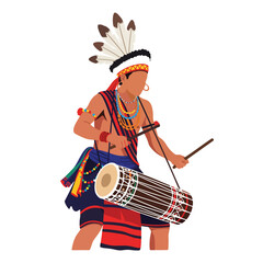 Garo Drummer Performing in Wangala Harvest Festival, Meghalaya India