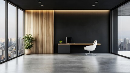 Modern Minimalist Office with City View