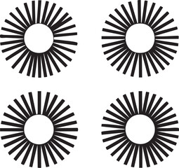 Fototapeta premium Black and white radial lines vector graphic - abstract circular design eps silhouette