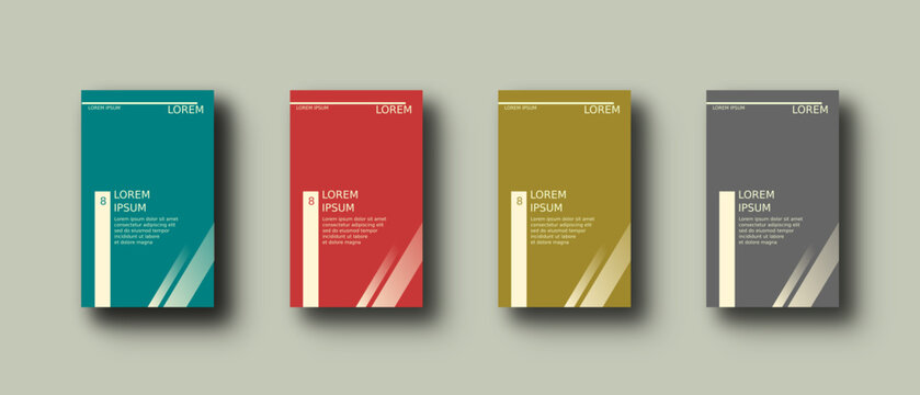 Bundle of simple book, workbook or brochure cover templates with abstract geometric illustration design layout.