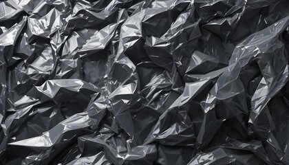 plastic overlay texture of realistic crumpled transparent plastic film wrap on black background,wrinkled stretched plastic effect.