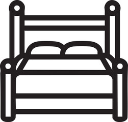 Bed icon vector: bedroom furniture illustration for sleep and relaxation eps silhouette