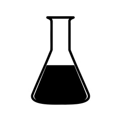 Scientific Erlenmeyer Flask with Liquid Chemical Solution Isolated on White Background