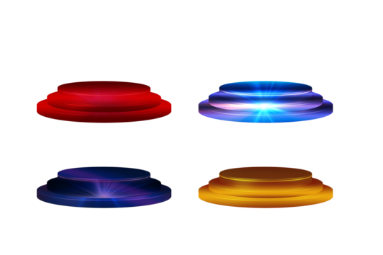 Colourful product display podium Isolated on transparent background, png. 3d modern podium template for presentations.