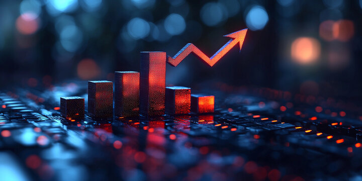 Stylized bar graph shows rising trend in data visualization Generative AI