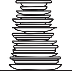 Stack of plates vector illustration - clean dishes graphic eps silhouette