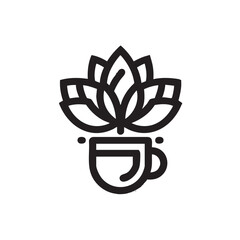 Lotus flower tea cup vector icon - spa, wellness, and relaxation symbol eps silhouette
