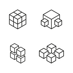 Abstract vector illustration of stacked cubes. Futuristic Qubit Cubes Vector for Quantum Computing Concepts. Sugar cubes icon ‍set vector. Box icon set in line style. Vector illustration
