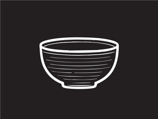 Vector bowl illustration: white outline on black background eps silhouette