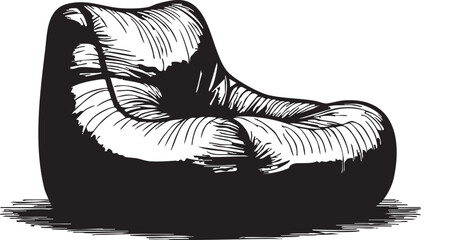 Black and white bean bag chair vector illustration eps silhouette