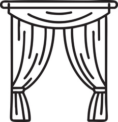 Curtain vector illustration: black and white outline graphic eps silhouette