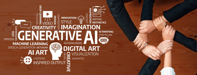 Engage in the vibrant synergy of generative AI and digital art, showcasing teamwork, innovation, and imagination in a modern creative landscape for inspiring collaboration. Amity