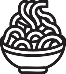 Noodle bowl vector icon: asian food, ramen, spaghetti eps silhouette