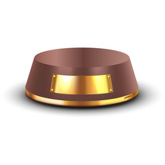 Bronze Pedestal Trophy Base With Golden Name Plate Against White Background For Award