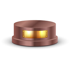 Bronze Trophy Pedestal With Golden Nameplate On Transparent Background With Subtle Shadow