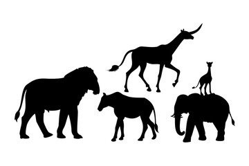 Black Silhouette of a Running Deer on White Background