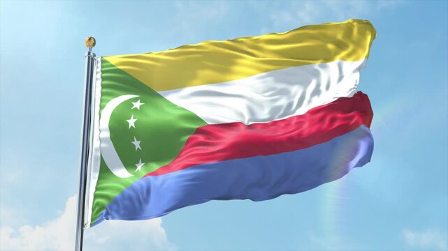 4K Comoros flag waving in the wind - realistic Comoros flag animation in high resolution, perfect for Comoros national day, independence, travel and patriotic video projects