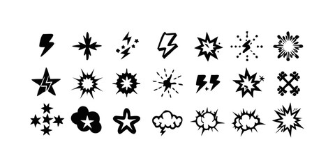 Collection of comic book explosion and starburst elements