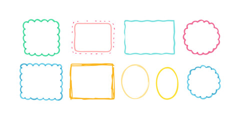 Colorful doodle style speech bubbles and frames border
