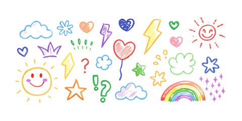 Colorful hand drawn doodle icons on white background 3