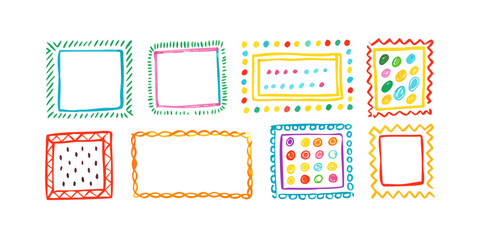 Colorful Hand Drawn Square and Rectangular Frames border