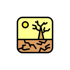Drought and Climate Change Impact on Environment Icon Outline Style