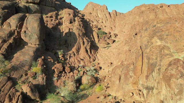 Aerial Drone View of the Rugged Aja Mountains Landscape near Ha'il, Saudi Arabia