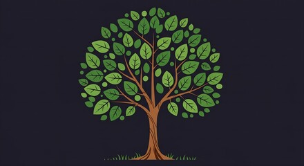 Obraz premium Elegant illustration of a lush tree with vibrant green leaves in a modern minimalist style perfect for branding