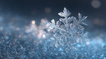 frozen snowflake close-up macro shot,