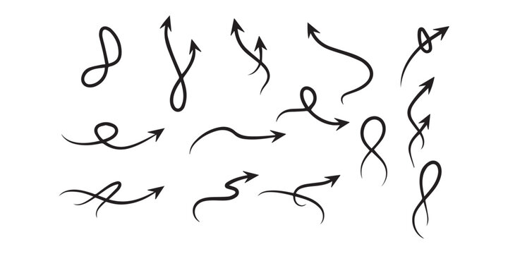 Vector many different twisted single line arrow element set
