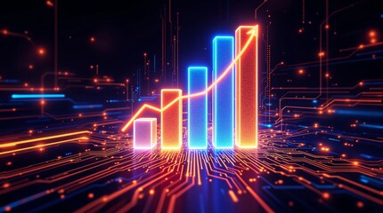 Stunning futuristic growth chart with upward trend shows positive business performance data